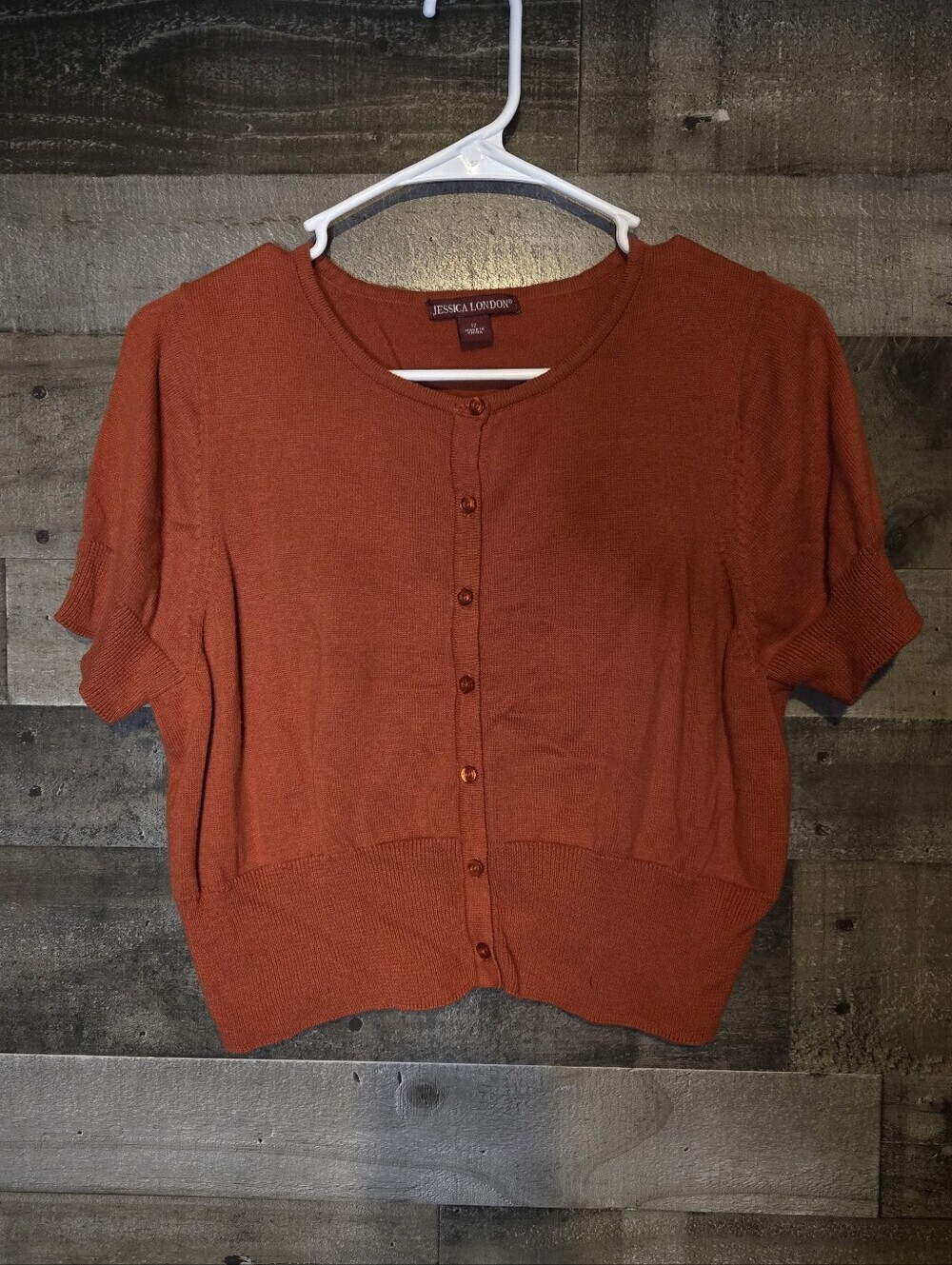 Jessica London Cropped Short Sleeve Cardigan